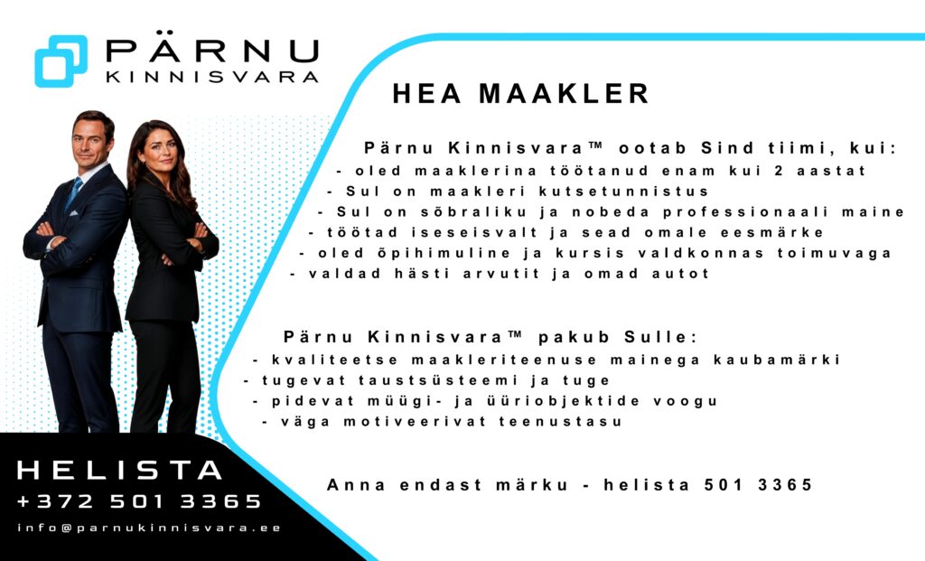 Hea maakler - tööpakkumine / koostööpakkumine maaklerile.