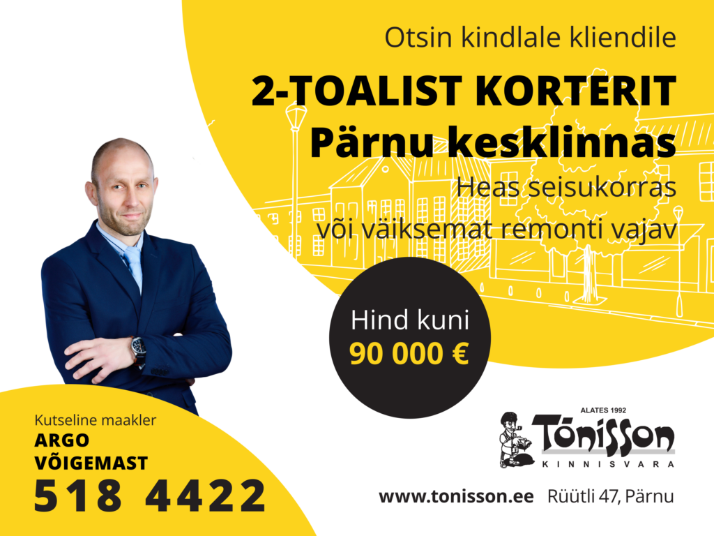 klient soovib osta 2 toal kesklinnas