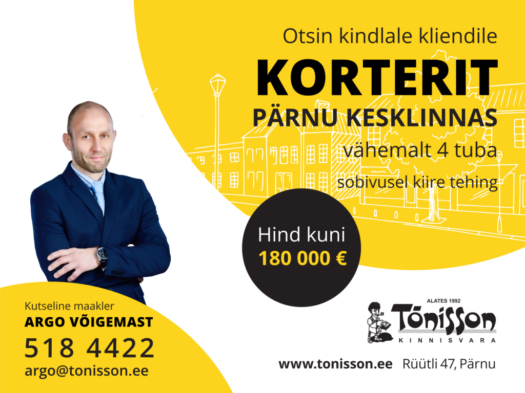 soovin osta 4 toalise korteri parnu kesklinnas kiire tehing